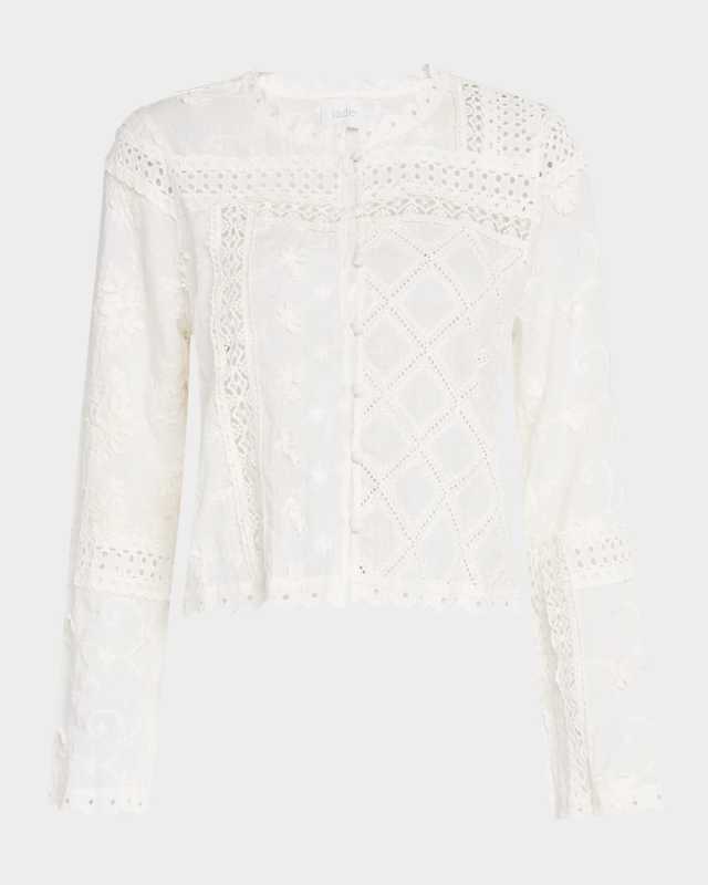 Calista Cropped Lace-Inset Jacket